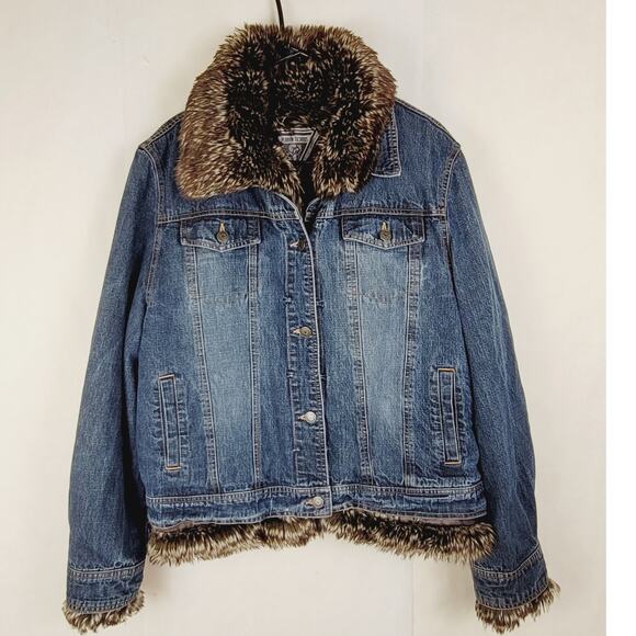 Vintage Marvin Richards removeable fur lined denim coat Size XL Luxe Retro - Picture 1 of 11